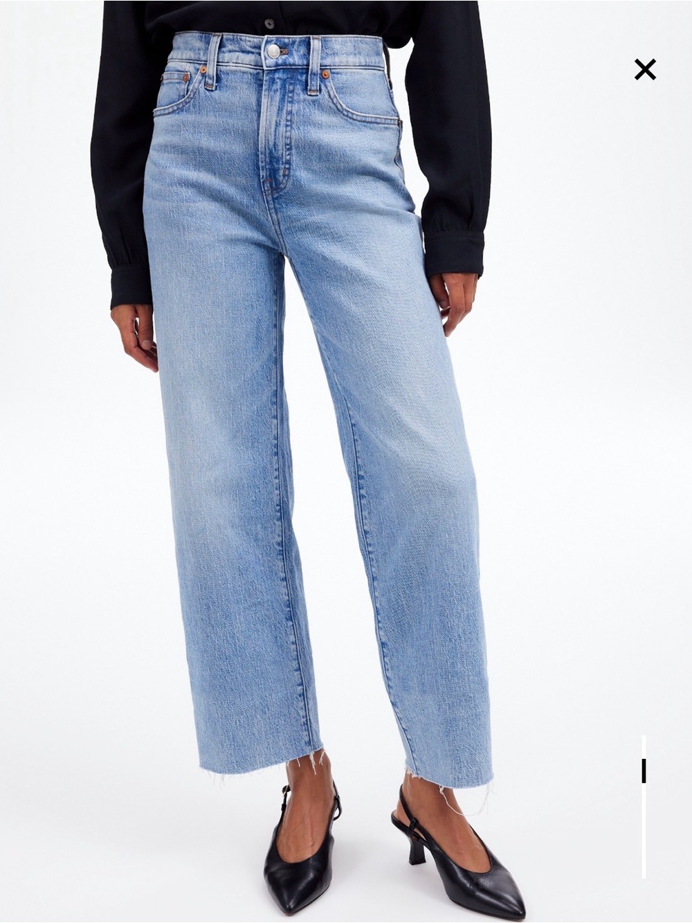 Madewell The Perfect Vintage Wide Leg Crop Jean Light Wash Raw Hem Size 27